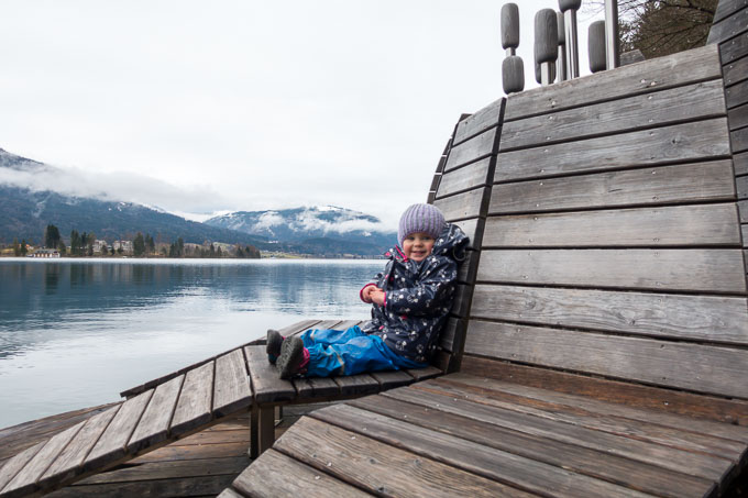 Wolfgangsee mit Kind Seerosen Platz